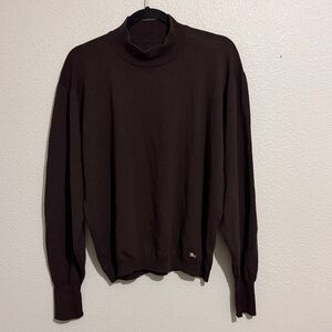 Burberry High Neck 100% Pure New Wool Lightweight Sweater Classic Versatile